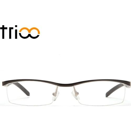 TRIOO Aluminium Magnesium Prescription Glasses Men Semi Rimless