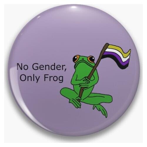No Gender Only Frog Non Binary Flag F Soft Button Pin Brooch Creative Collar Badge Funny Cartoon Gift Clothes Lapel Pin Decor