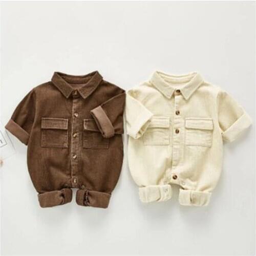 New Newborn Boys Girls Corduroy Jumpsuits Clothes 0-3Yrs Autumn Baby Boys Girls Rompers Long Sleeve Children Rompers