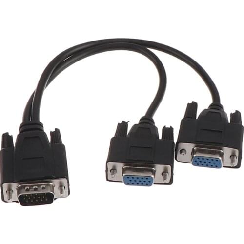 NEW 15Pin VGA Male To 2 Vga Svga Female Adapter Splitter Video Monitor Cable