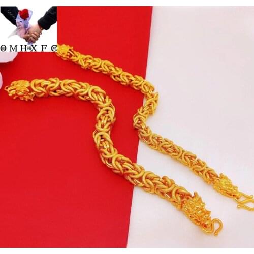 OMHXFC Jewelry Wholesale YM2294 European Fashion Man Party Birthday Wedding Gift Vintage Vintage Dragon Chain 24KT Gold Bracelet