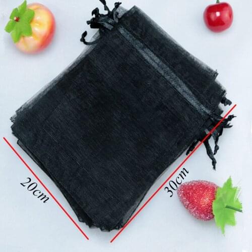 Wholesale 200pcs/lot 20x30cm Black Organza Bags Christmas Gift Bag Drawable Voile Cosmetics Jewelry Packaging Bags Pouches