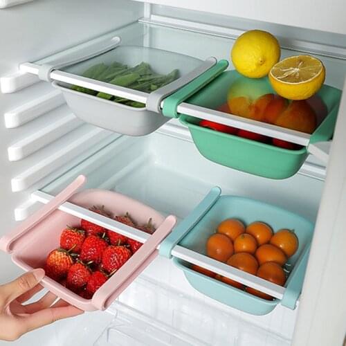 Refrigerator Organizer Pull-out Stretchable Kitchen Rack Food Fruit Storage Box Drawer Baskets Spacer Layer Kitchen Tools