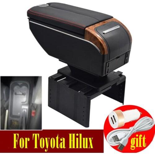 For Toyota Hilux armrest box Double doors open 7USB Centre Console Storage Box Arm Rest