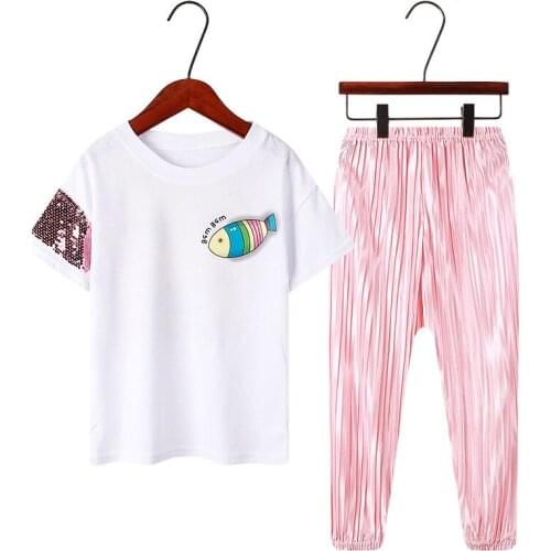 Casual Sportswear Summer Spring Girls 2 Pieces Sets Tracksuit Childrens Clothing Suits School Kids Clothes Baby Girl Clothes