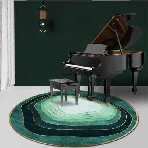 Modern Luxury Gradient Green Round Carpet Living Room Floor Coffee Table Chair Cushion Bedroom Carpet Abstract Floor Mat