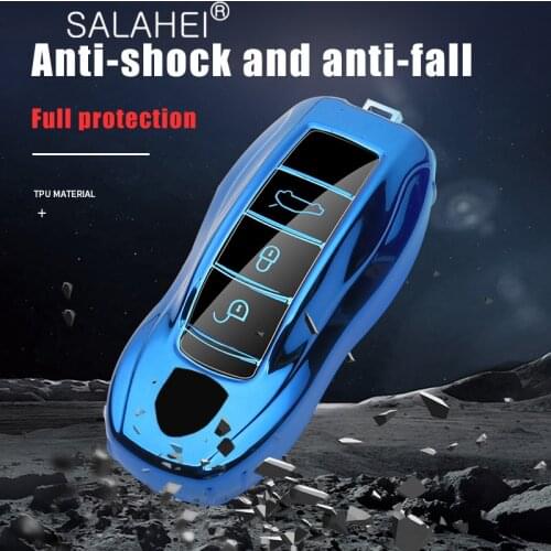 TPU Car Key Case Protective Cover for Porsche Panamera Macan Cayenne Carrera Boxster Cayman 911 970 981 991 918 With Keychain