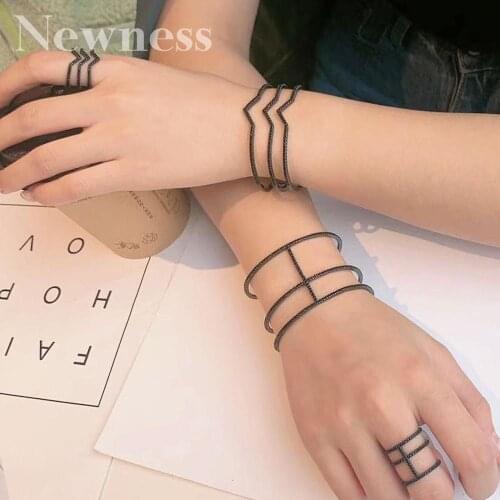 Newness Luxury Delicate Line AAA Cubic Zirconia Luxury Super Copper Women Party Engagement Width Bracelet Bangle And Ring Sets