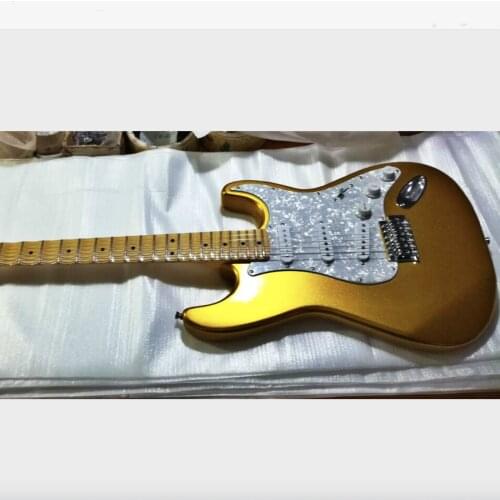 Top quality FP-ST1035 gold color solid body white pickguard wave maple fretboard big headstock electric guitar, Free shipping