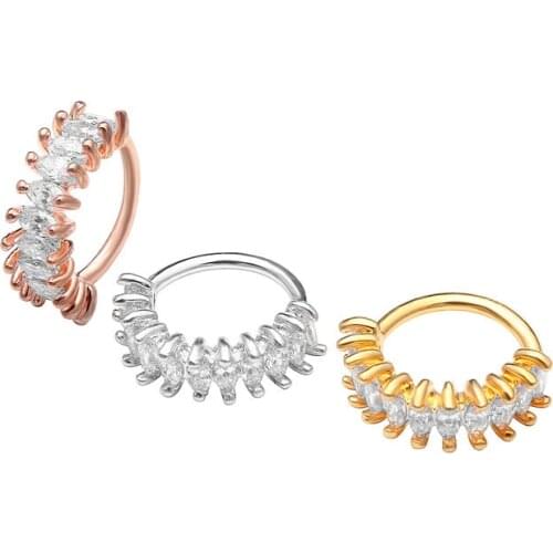 10pcs Body Jewelry Piercing -NEW Oval CZ Ear Helix Daith Cartilage Tragus Earring Nose Septum Ring Bend Shine 18gX8mm