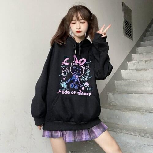 Sweatshirts Women Hoodies tops Print Drawstring Hooded Oversized Sweatshirt Hooded Street Hip Hop Harajuku Hoodie Gothic cute
