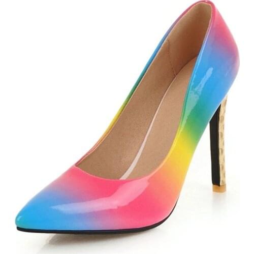 NEWDISCVRY Summer New Arrival Fashion Pointed Toe Women Pumps Mixed Colors Super High Heels Party Prom Night Club Shoes Woman
