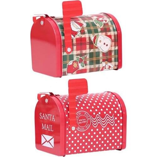 1/5PC Christmas Supplies Christmas Candy Box Gift Box Craft Iron Storage Box Organizer Tin Box Mailbox Xmas Ornaments paper Box