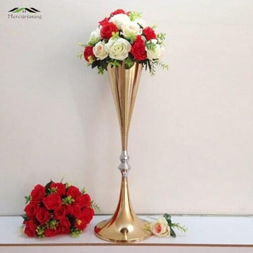 10PCS/LOT 70cm/28'' Floor Vase Metal Flower Vase Table Centerpiece For Mariage Metal Flowers Vases For Wedding Decoration 003