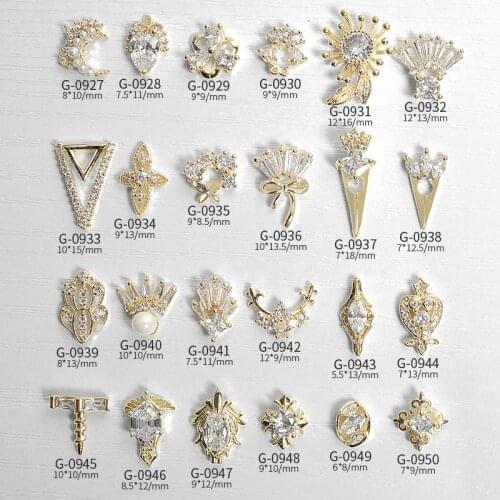 10 Pcs Luxury Zircon 3D Nail Art Decorations Shiny Pearl Diamonds Crystal Alloy Pendant Jewelry Manicure Design Accessories