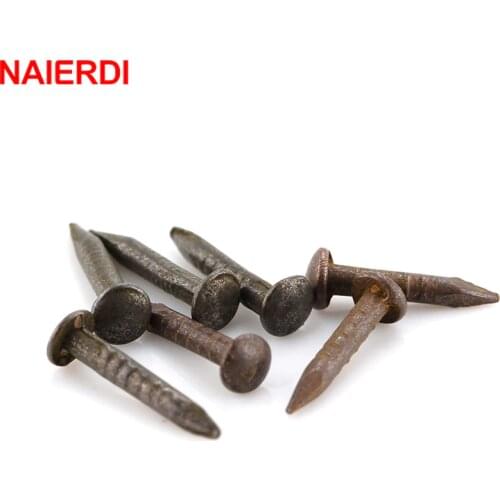 200pcs NAIERDI 1.2x8mm /10mm Bronze Upholstery Nail Jewelry Gift Case Box Nuts Fastener Sofa Decorative Tack Pushpin Hardware
