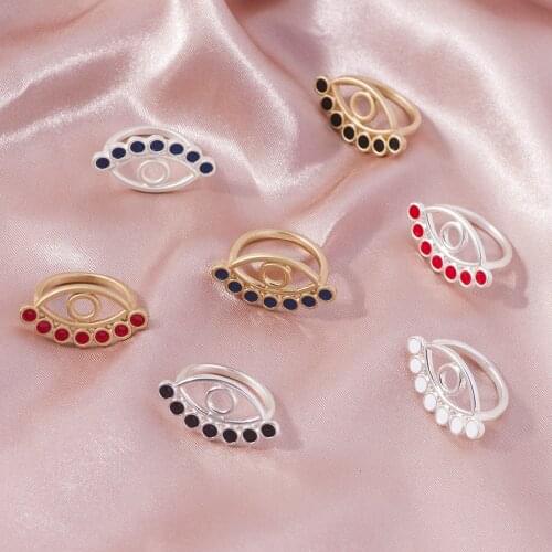2020 New Minimalist Lovely red balck Hollow Evil Eye Rings For Women Ladys Gold Silver Color Heart Evil Eye Finger Ring men