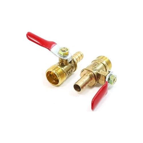 3/8PT Male Thread to 8mm Barb Fitting Lever Handle Ball Valve Pair
