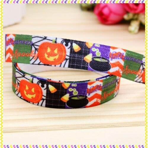 5/8 inch Free shipping Elastic FOE halloween printed headband headwear diy hair band wholesale OEM H3949