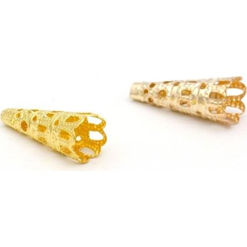 50Pcs Mixed Long Hollow Out Flower Metal Tassel Beads End Caps for Jewelry Making Finding Diy Accessories Component Wholesale