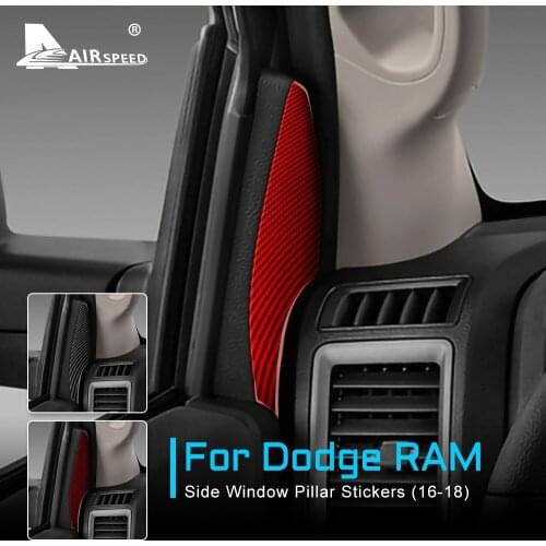 AIRSPEED 2PCS Carbon Fiber for Dodge RAM 2016 2017 2018 Accessories Interior Trim Car Side Window Pillar Panel Cover Sticker