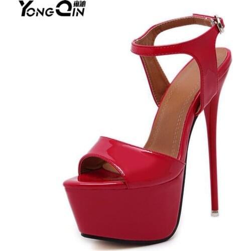 Plus Size 34-46 Summer Fashion Women Sandals Sexy High Heels 16CM Pumps Platform Luxury Red Party Wedding Shoes Woman