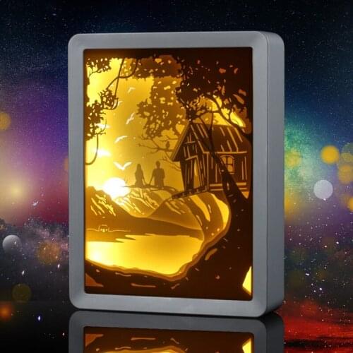 Innovarive decoration landscape painting styles 3D led projectable night light sensor kids night lamp with remote control