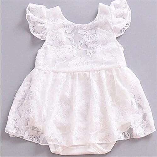 2018 Summer children clothing infant girls lace embroidered princess flying sleeves romper jumpsuit Baby romper