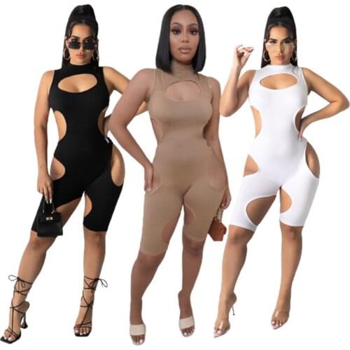 FNOCE Cross-border Foreign Trade New Fashion Womens fashion Trend Ripped One-piece Tight-fitting Casual Womens one-piece Pants