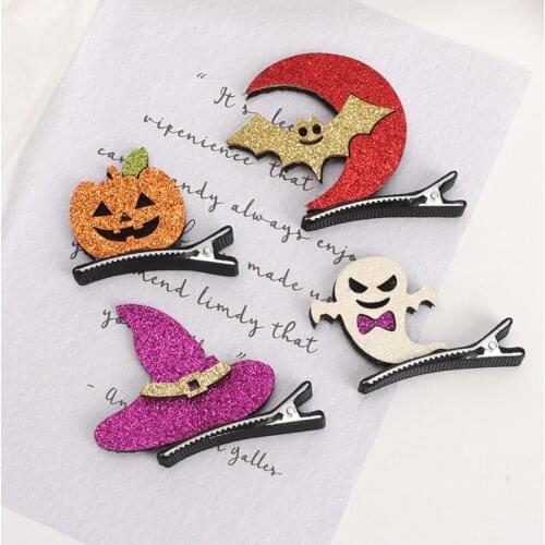 Halloween Baby Witch Hat Hair Clips Kids Girl Ghost Hairpins Pumpkin Skeleton Bat Barrettes Pins Headwear Bebes Accesorios