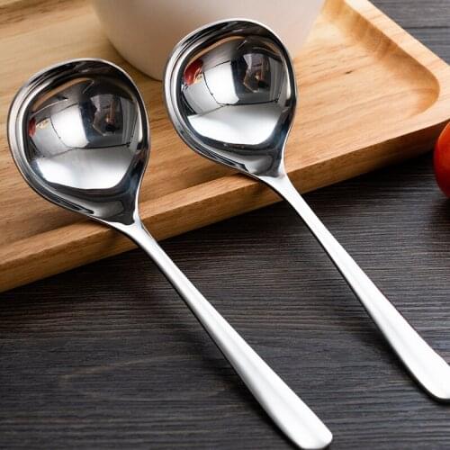 Quality 304 stainless steel soup spoon household deepening round spoon porridge spoon hotel hot pot spoon big head spoon