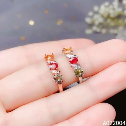 KJJEAXCMY fine jewelry 925 sterling silver inlaid natural colored sapphire new Female ring beautiful Support Detection