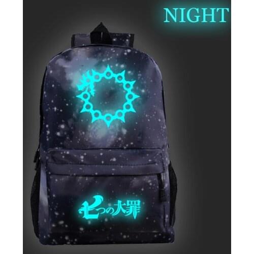 Beautiful The Seven Deadly Sins Luminous Backpack Boys Grils Teens Back to School Gift Mochila New Pattern Travel Rucksack