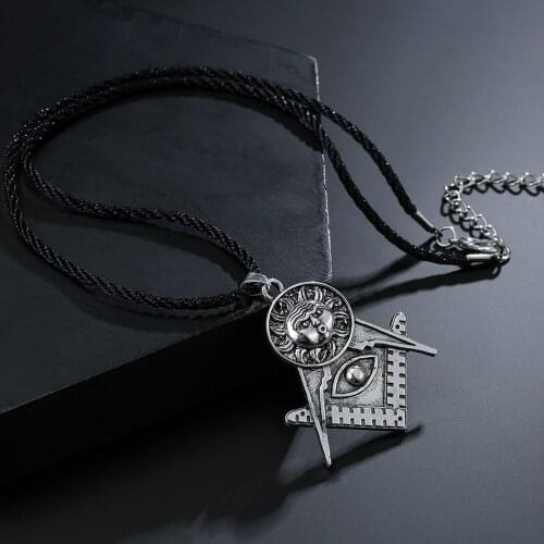 Cxwind Vintage Mens Slavic Pendant Necklace Charm Sun Masonic Pendant Necklace Knights Templar Symbol Necklace Punk Jewelry