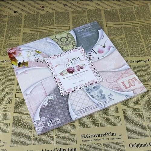 Beautiful vintage 12 inch DIY scrapbooking paper craft set butterfly bird cage floral vine design