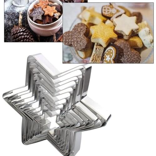 Stainless Steel Metal 10 Piece Assorted Sizes Star Cookie Molds Fondant Cake Cut M68E