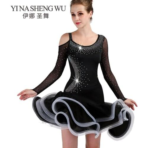 New Women Latin Skirts Sexy Professional Latin Dance Skirt Female Rhinestone Latin Competition Costumes Ruffle Style Dance Skirt