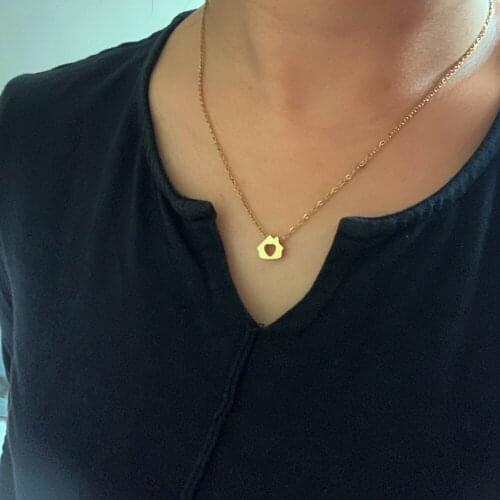 New Small Hollow House Heart Pendant Charm Necklace for Women Men Trendy Gold Color Stainless Steel Link Chain Choker Necklace