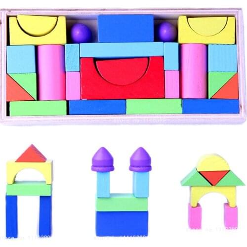 Montessori Toys Educational Wooden Toys for Children Early Learning Kids Intelligence Geometric Shapes Cognition Castle Puzzles