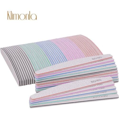 Wholesale 50Pcs/Lot Zebra Curve Nail Files Sanding Buffer Mix 5 Grit 80/100/150/180/240 Sandpaper Manicure Care Tool Supplier