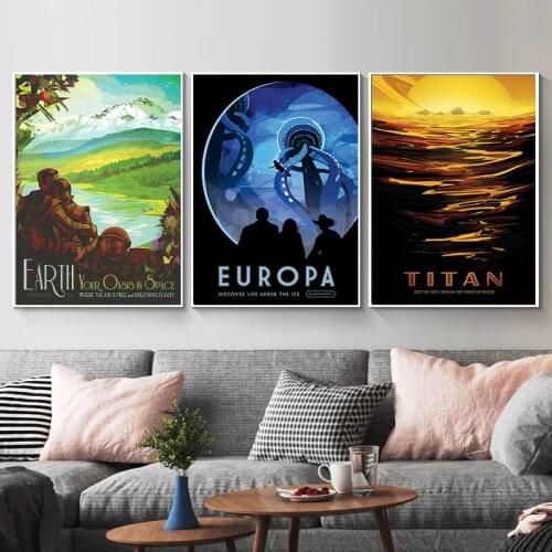 Nordic cartoon space canvas inkjet print poster murals simple children living room bedroom hotel decorative painting