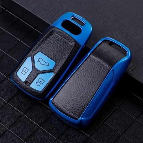 TPU Soft Car Key Cover For Audi A4 B9 Q5 Q7 TT TTS 8S 2016 2017 2018 2019 Smart Keychain Leather Style Remote Protector Case