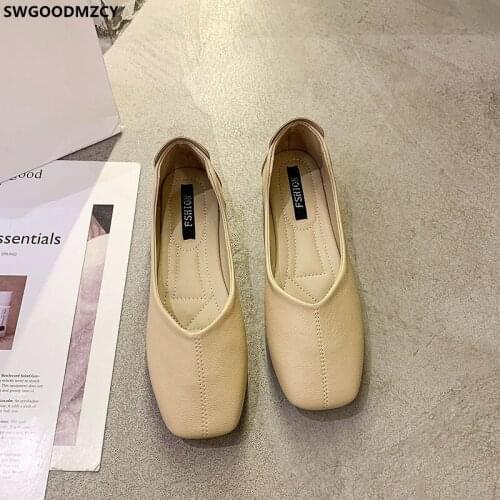 Square Toe Woman Flats Loafers Women Leather Casual Shoes Slip on Shoes for Women Barefoot Shoes 2021 Fashion Women Zapato Mujer