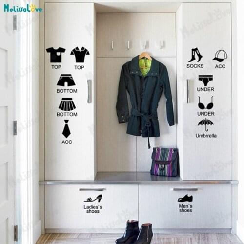 Vinyl Wall Sticker Creative Fashion Clothing Classification Icon Home Decoration For Living Room Bedroom Removable Decals YT520