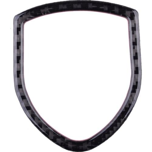 Exterior Front Logo Emblem Trim Frame Cover Car Black Carbon Fiber Fit For Porsche Cayenne Macan 2014 2015 2016 2017 2018 2019