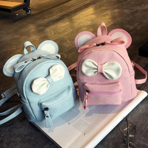 Womens Bow Tie Single Shoulder Bag Backpack Small Book Bag 3 Colors Cute Solid Colors Are Versatile Large Capacity Waterproof