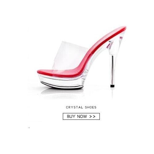 Shoes Woman platform Sandals 2019 Transparent Crystal Heels 15cm Fluorescent color Fashion shows Sexy Big Yards Slipper 34-44