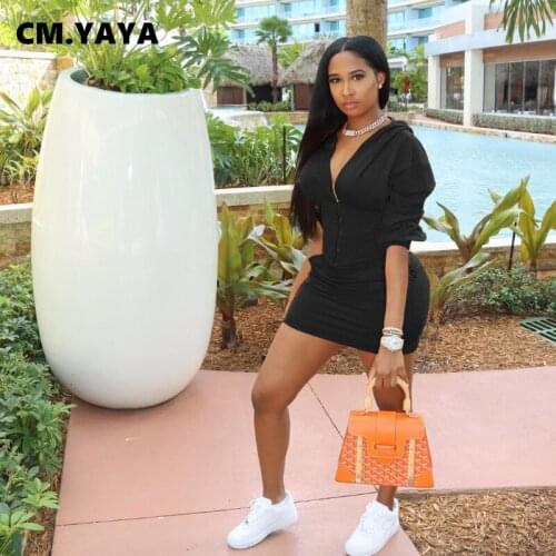 CM.YAYA Women Set Solid Full Sleeve Hooded Collar Single Breasted Tops Pockets Skirts Two 2 Piece Sets Casual Outfit Summer 2021