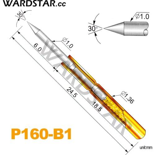 100pcs/lot P160-B1 Dia 1.0mm Spring Test Probes Pogo Pin Length 24.5mm (Stroke Spring Froce:140g)