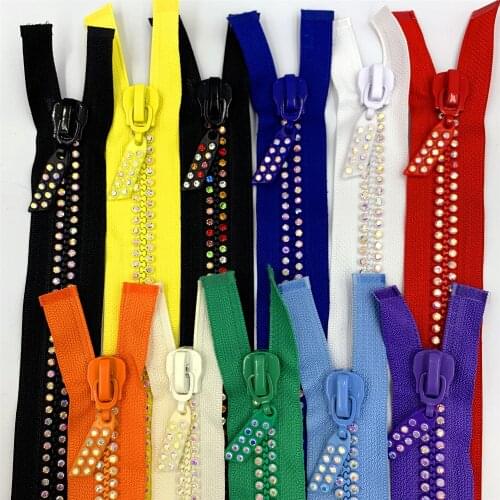 2-10Pcs10# 24Inch 60Cm Dual-Strand Czech Crystal Zippers AB Crystal Rhinestone Separating Zippers